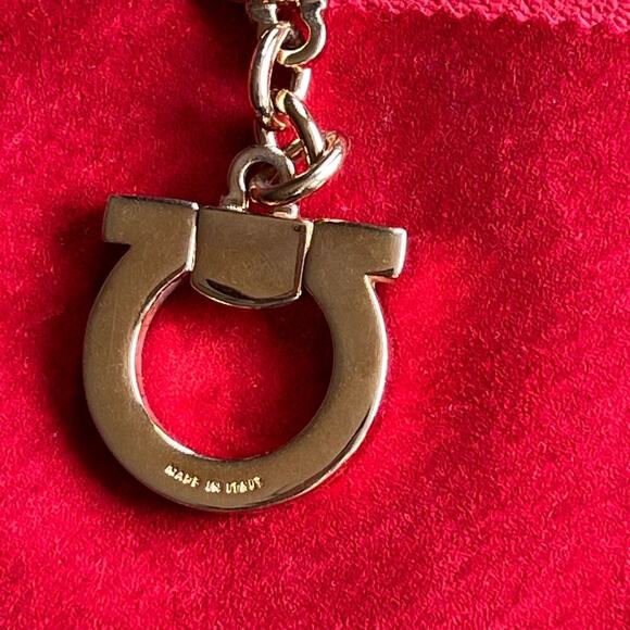 Ferragamo Gancini Gold Keychain Bag Charm Iconic Style MINT - Picture 3 of 6